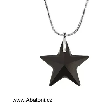 Náhrdelník Swarovski Elements Star krystal 20mm - Stříbrný náhrdelník (přívěsek + řetízek) visací černá hvězda, hvězdičky 54034.1 Jet (černá)