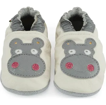 Capáčky CAROZOO Kožené capáčky s koženou podrážkou hrošík béžový 5-6 let béžová 29,5