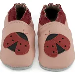 CAROZOO Kožené capáčky s koženou podrážkou beruška 0-6 měsíců Růžová 18,5