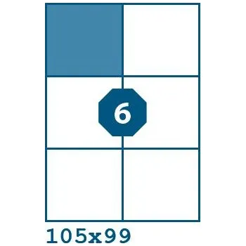 Speciální papír Print etikety 105 x 99 mm 6 etiket na A4 100 listů, bílé - V0004438