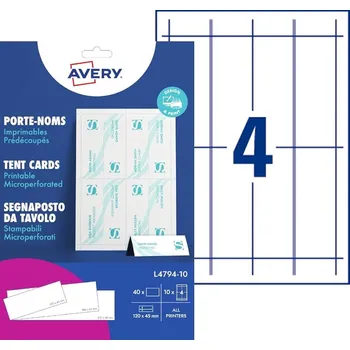 Samolepící etiketa AVERY Jmenovky na stůl matné, 99,1x63,5 25L A4