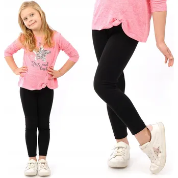 Dívčí legíny LAEMI dětské legíny dlouhé klasické bavlna černé velikost 140