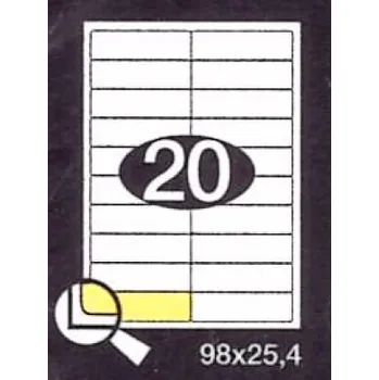 Samolepící etiketa Print etikety 98 x 25,4 mm 20 etiket na A4 100 listů, bílé -