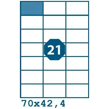 Samolepící etiketa Print etikety 70 x 42,4 mm 21 etiket na A4 100 listů, bílé - V0002576