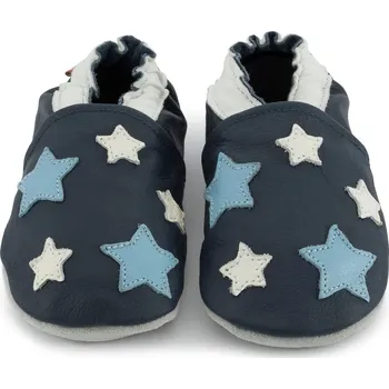Capáčky CAROZOO Kožené capáčky s koženou podrážkou hvězdičky modro-bílé 2-3 roky Modrá 24,5