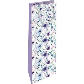 Dárková taška Dárková taška na lahev Kytky fialové