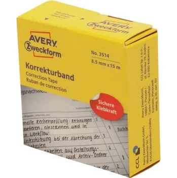 Samolepící etiketa Korekční páska AVERY ZWECKFORM 8,5 mm x 15 m, na 2 řádky, A4, bílé - 3514