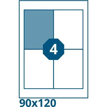 Samolepící etiketa Print etikety 90 x120 mm 4 etiket na A4 100 listů, bílé -