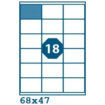 Samolepící etiketa Print etikety 68 x 47 mm 18 etiket na A4 100 listů, bílé - V0003368