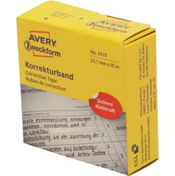 Samolepící etiketa Korekční páska AVERY ZWECKFORM 21,1 mm x 15 m, na 5 řádků, A4, bílé - 3515