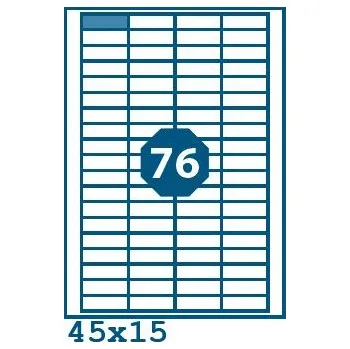 Speciální papír Print etikety 45 x15 mm 76 etiket na A4 100 listů, bílé -