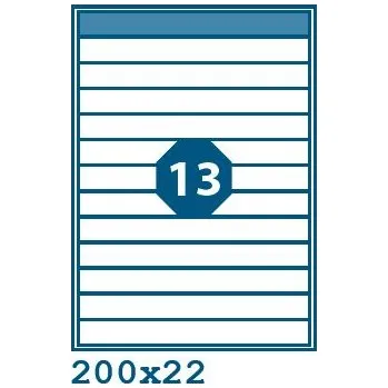 Speciální papír Print etikety 200 x 22 mm 13 etiket na A4 100 listů, bílé - V0003920