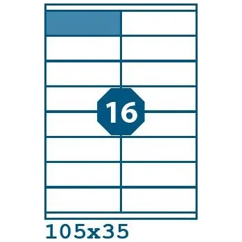 Samolepící etiketa Print etikety 105 x 35 mm 16 etiket na A4 100 listů, bílé - V0002039