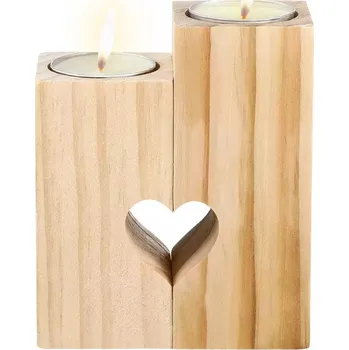 Svícen WHITE ORCHID Dřevěný svícen tvar srdce bílá