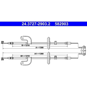 Lanko parkovací brzdy Tažné lanko, parkovací brzda ATE 24.3727-2903.2