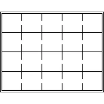 Obal pro sběratelský předmět Lindner Hliníková mincovní kazeta s černou vložkou Vnitřní uspořádání: 20 polí o velikosti 50 x 50 mm