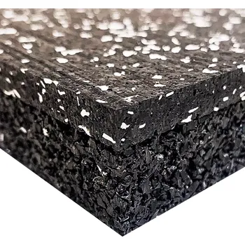 Rohožka Černo-bílá gumová dvouvrstvá antivibrační podlahová deska FLOMA Sandwich - délka 100 cm, šířka 100 cm, výška 3,8 cm