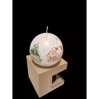 Svíčka Kulatá svíčka zimní krajina (Třpytivá zimní svíčka )