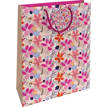 Dárková taška Dárková taška velká Květinový motiv růžový