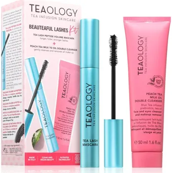 Kosmetická sada Teaology Beauteaful Lashes Kit Teaology Tea Lash Volume Peptide Mascara objemová řasenka s peptidy 9.5 g + Teaology Peach Tea Milk Oil Double Cleanser dvousložkový odličovač očí 50 ml kosmetická sada