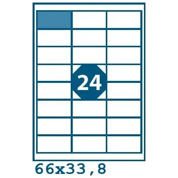Speciální papír Print etikety 66 x 33,8 mm 24 etiket na A4 100 listů, bílé - V0002749