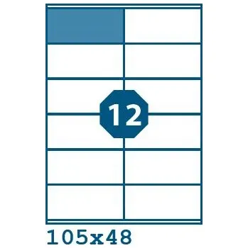 Samolepící etiketa Print etikety 105 x 48 mm 12 etiket na A4 100 listů, bílé - V0002514