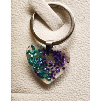 Šperk Přívěsek ve tvaru srdce Barva: modrá, Varianta: klíčenka, Barevná kombinace: zlatá