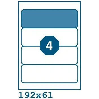 Samolepící etiketa Print etikety 192 x 61 mm 4 etikety na A4 100 listů, bílé - V0003538