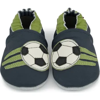 Capáčky CAROZOO Kožené capáčky s koženou podrážkou fotbalové černé 0-6 měsíců Černá 18,5
