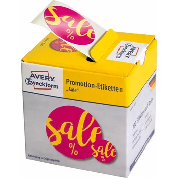Samolepící etiketa Etikety s nápisem SALE od AVERY, kruh 38 a 18 mm, snímatelné - 3847