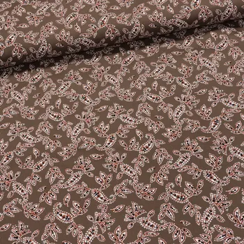 Košilovina bavlněná 8869-009 kašmírový vzor na tmavě béžové 1,45/1 m