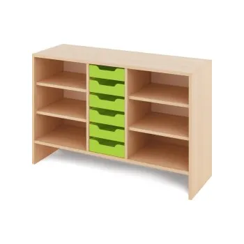 Zahradní úložný box Skříň M + malé dřevěné kontejnery - CLASSICAL Zelená