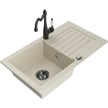 Kuchyňský dřez MEXEN/S - Pablo granitový dřez 1-miska včetně baterie Carla, béžová 6510-69-670700-70