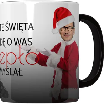 Hrnek keramika 330 ml HRNEK PÍSNIČKA QR KÓD NA VÁNOCE POD VÁNOČNÍ STROMEČEK POLITICKÝ HRNEK NA DÁREK DO BIUA KÁVY NAROZENINY DÁREK KACZYŃSKI MORAWIECKI TATY