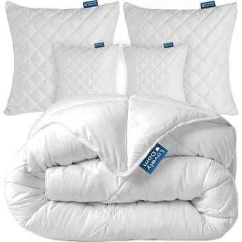 Povlečení Sada povlečení 5 dílů, bílé mikrovlákno 200 x 220 cm, zip