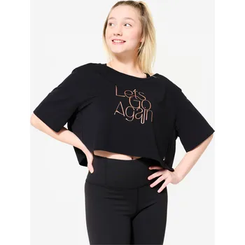 DOMYOS Dámské taneční tričko Crop 2XS ČERNÁ