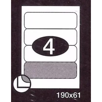 Speciální papír Print etikety 190 x 61 mm 4 etiket na A4 100 listů, bílé - PEKZ190X61100A4B
