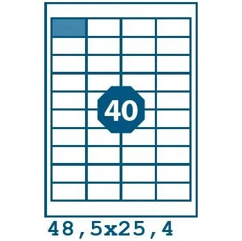 Speciální papír Print etikety 48,5 x 25,4 mm 40 etiket na A4 100 listů, bílé - V0003367