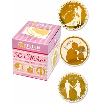 Samolepící etiketa AVERY Z-DESIGN Etikety decor gold kulaté 50ks wedding svatební motivy