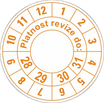Papír Platnost revize 2028-2031 samolepící vinylová fólie 25 mm aršík 30 kusů