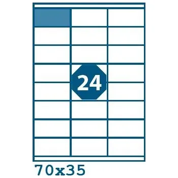 Speciální papír Print etikety 70 x 35 mm 24 etiket na A4 100 listů, bílé - V0002989