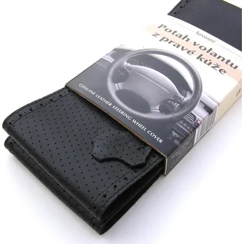 Potah na volant Kožený potah volantu Maria Cavallo černý perforovaný (37-39 cm)