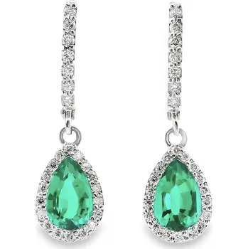 Náušnice Náušnice z bílého zlata se smaragdy a diamanty