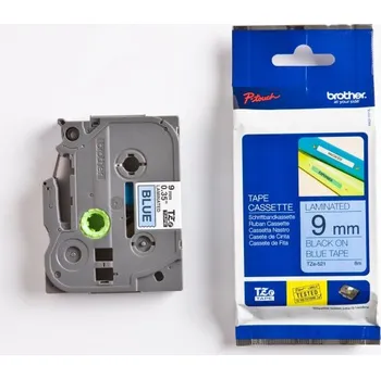 Pásek do tiskárny BROTHER TZE-521, černý tisk/modrý podklad, laminovaná, 8m, 9mm