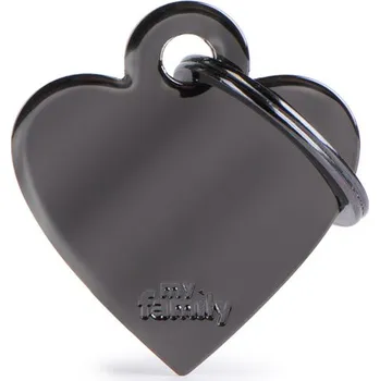 psí známka MY FAMILY SMALL HEART CHROME PLATED BRASS SMALL