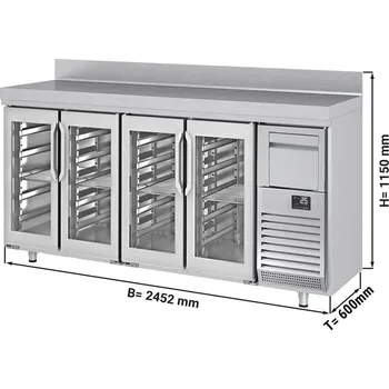 Lednice G.Gastro Barový chladicí stůl na nápoje se 4 skleněnými dveřmi a odklepávačem na kávu