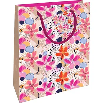 Dárková taška Dárková taška střední Květinový motiv růžový