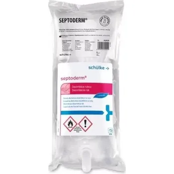 Dezinfekce schülke septoderm bag alkoholová dezinfekce na ruce 1l (Tekutý alkoholový dezinfekční přípravek na bázi kombinace alkoholů a KAS. Určený k hygienické a chirurgické dezinfekci rukou. S obsahem zvláčňujících přísad pro extra ochranu pokožky.)