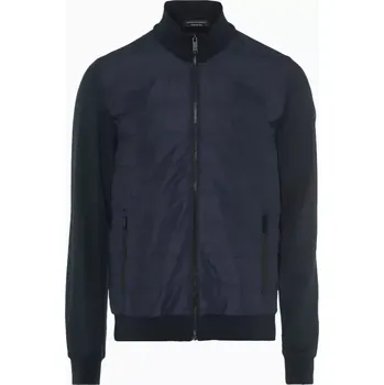 Pánský svetr PORSCHE DESIGN Hybrid Cardigan Svetr kardigan na zip ze dvou materiálů tmavě modrá (Vysoce kvalitní hybridní kardigan vyrobený z nejkvalitnější italské látky se skrytými kapsami na zip. Vyrobeno v Evropě.)