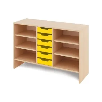 Zahradní úložný box Skříň M + malé dřevěné kontejnery - CLASSICAL Žlutá